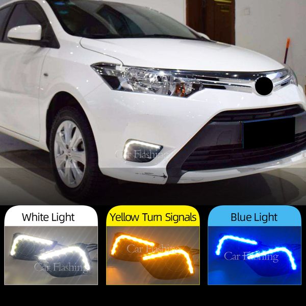 

1 pair car led daytime running light turn signal light drl fog lamp for toyota vios 2014 2015 2016