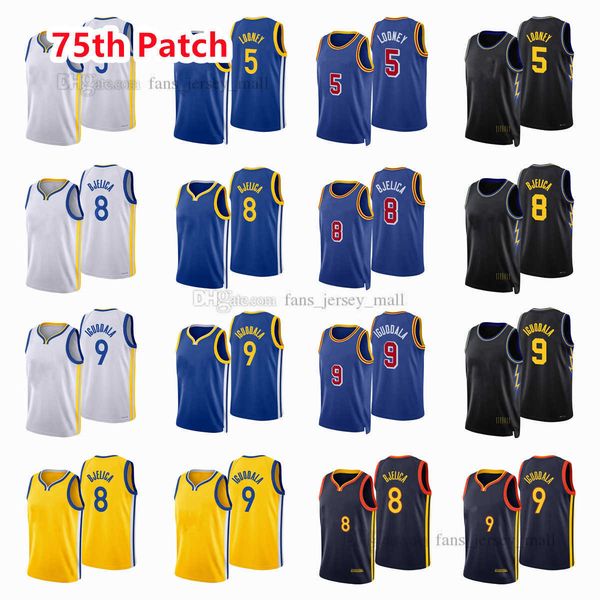 

printed 75th patch city basketball jerseys andre 9 iguodala nemanja 8 bjelica kevon 5 looney jersey color white blue black custom, Black;red