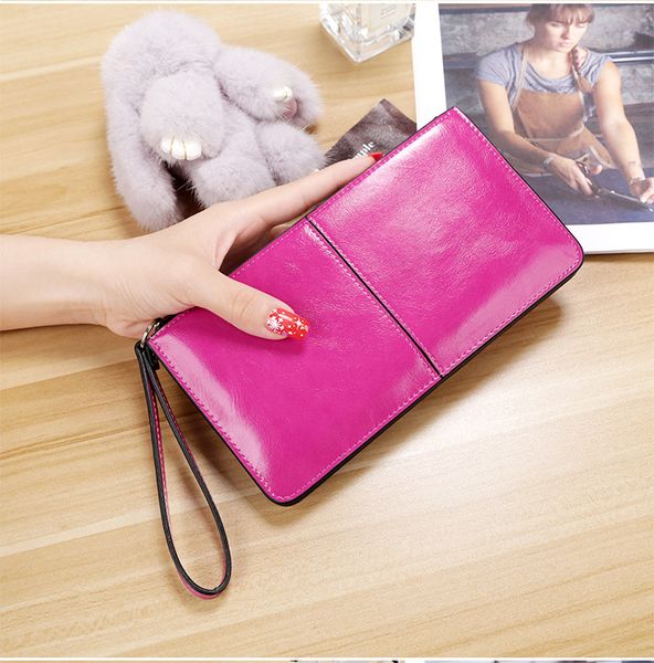 Novas mulheres da moda Office Lady Pu Leather Burse Long Clutch Zipper Business Bag Bag Holder Big Capacity Wallet