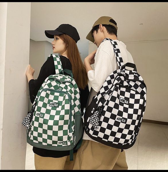 

luxury designer bags nylon school backpack pendant schoolbag shoulder backpacks sports korean chessboard backpack multifunctional messenger