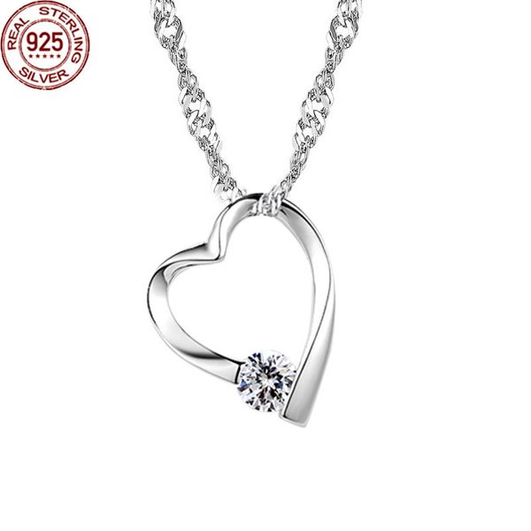 

new s925 silver heart-shaped love necklace women's pendant short clavicle chain sweet and cute japan south korea for women custom jewel
