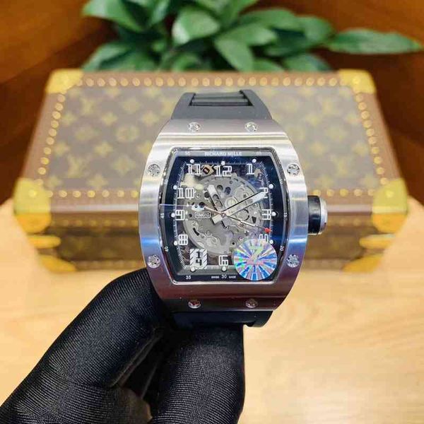 

luxury mens mechanical watch richa milles rm010 fully automatic movement sapphire mirror rubber watchband mcdy swiss wristwatches, Slivery;golden