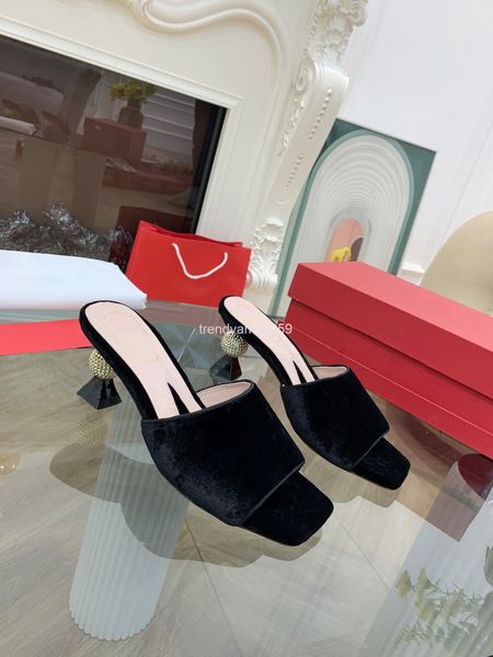 

sandals trend: square head back half empty slipper, Black