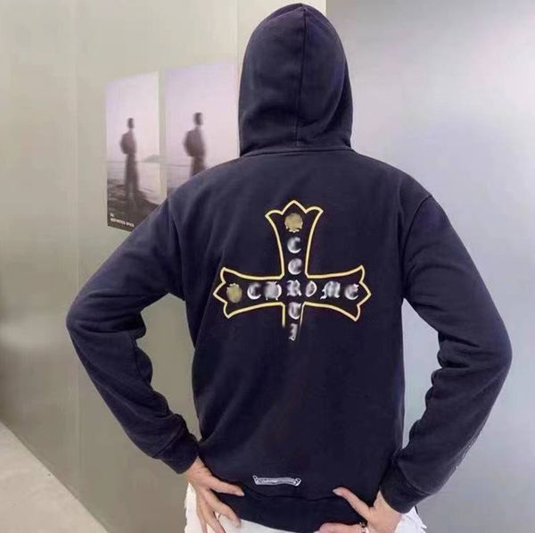 

luxury designer men's loose jackets brand hoodies horseshoe cross print ch men zipper sweatshirts women coat casual fashion pullover h, Black;brown