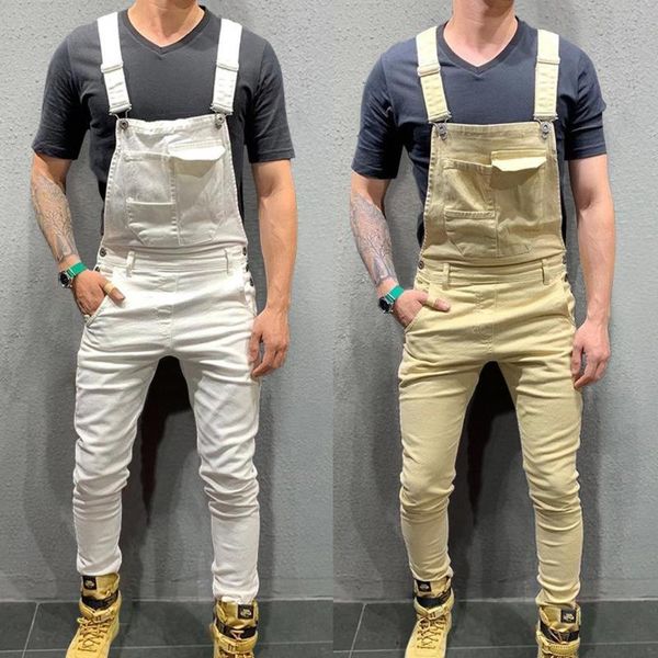 

men's jeans 2022 est arrival mens fashion denim dungaree bib overalls male jumpsuits moto biker pants trousers plus size outfits, Blue