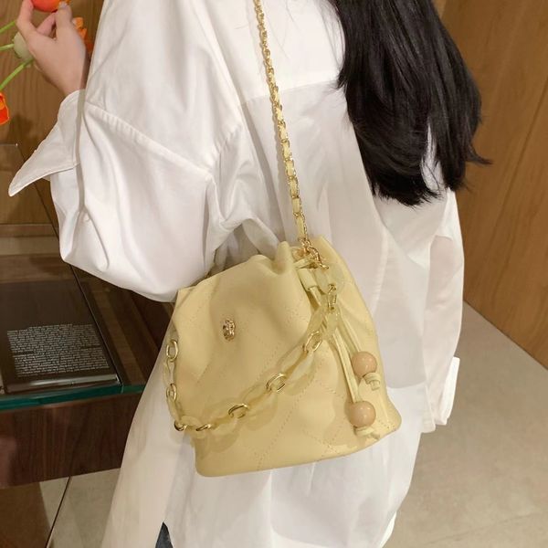 

fashion large capacity oblique single shoulder bags women handbag chain bucket bag