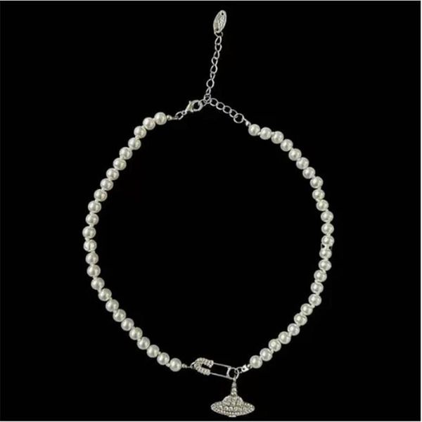 

luxury jewelry fashion satellite planet pearl necklace clavicle chain necklace baroque choker for women223z, Silver