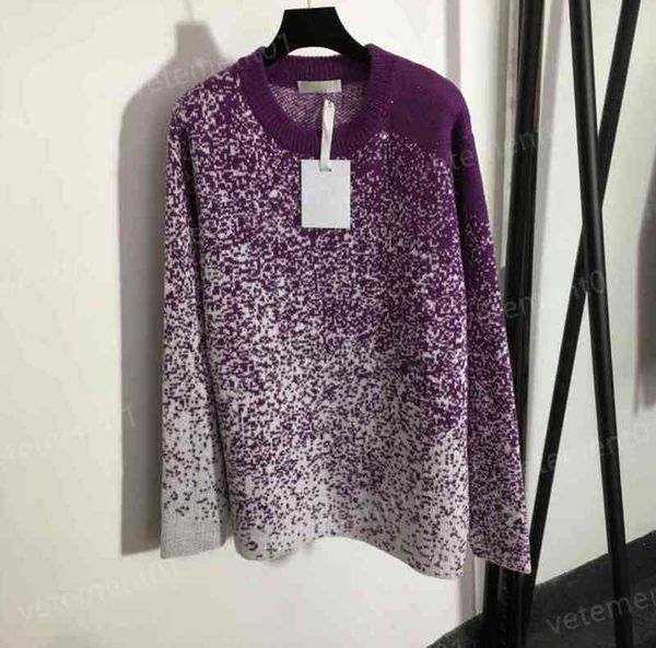 

luxury womens sweaters fashion brand  sequin blend gradient purple crewneck sweater designer sweater women clothing 0912, White;black