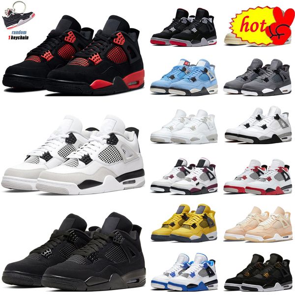

shoe 4 4s men basketball shoes red thunder infrared black cat bred university blue sail cool grey military black royalty womens mens