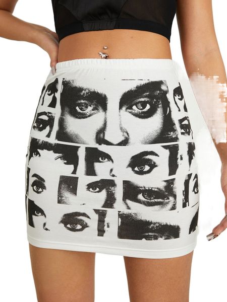 

figure graphic bodycon skirt x1so#, Black