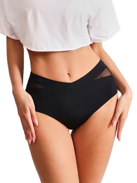 

mesh insert shapewear panty v38n#, Black;red