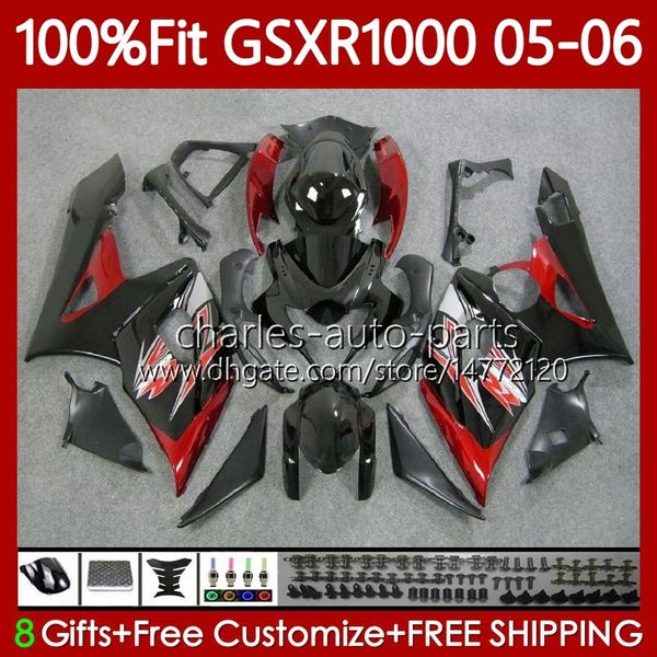 OEM Dark Red Blk Bodys Kit para Suzuki GSX-R1000 GSXR 1000 CC K5 05-06 Bodywork 122No.15 1000CC GSXR-1000 GSXR1000 05 06 GSX R1000 2005 2006 Injeção Mold Moto