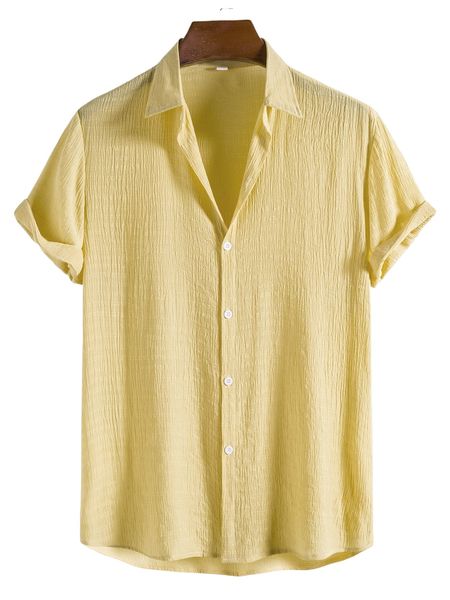 

men textured button front shirt 04ci#, White;black