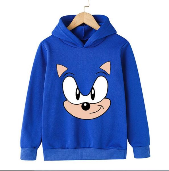 

2022 children costume super sonic print hoodies boys sweatshirt kids clothes funny pullover for teen girls 4-14 years baby streetwear, Black