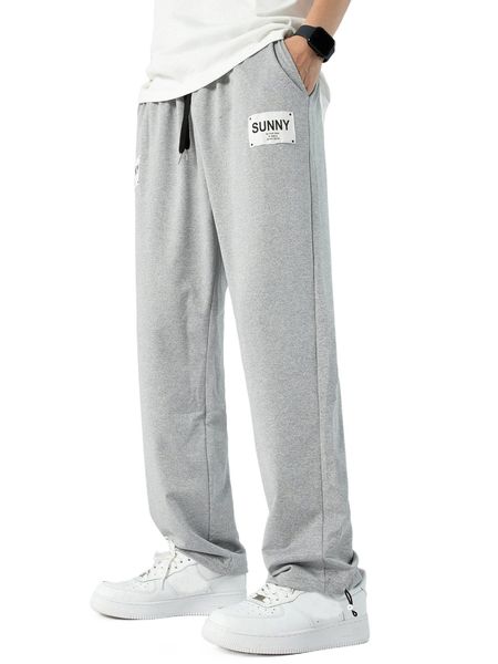 

men letter patched sweatpants p8s1#, Black