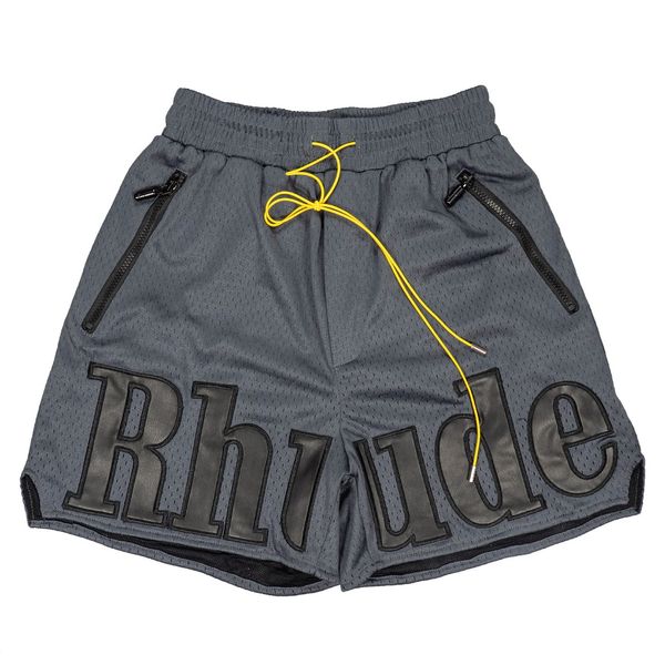 Verão Masculino Feminino Rhude Shorts Fashion Casual Leathier Na altura do joelho Skate solto Hip Hop Swim pants Beach rhude Bolso com zíper de qualidade Tamanho curto S-XL 11