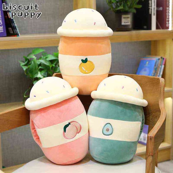 Vida real Bubble Tea Cup Cuddle Hand Pillow Pillow Comida de abacate de abacate Lemon Milk Pop Kids Toy Gift J220704