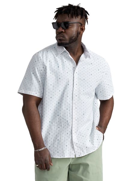 

extended sizes men polka dot print button front shirt x1ew#, White;black