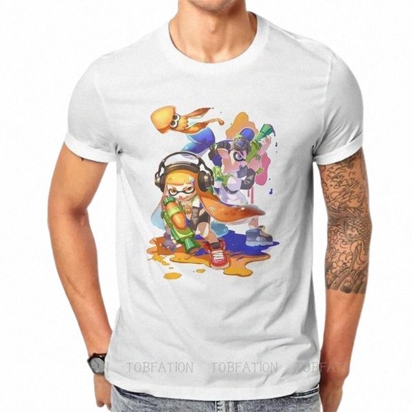 

men's t-shirts splatoon colorful game inklings t shirt vintage grunge tshirt big size crewneck men tshirts w47p#, White;black