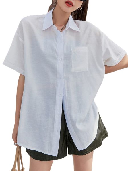 

dazy pocket front button through shirt q0qv#, White