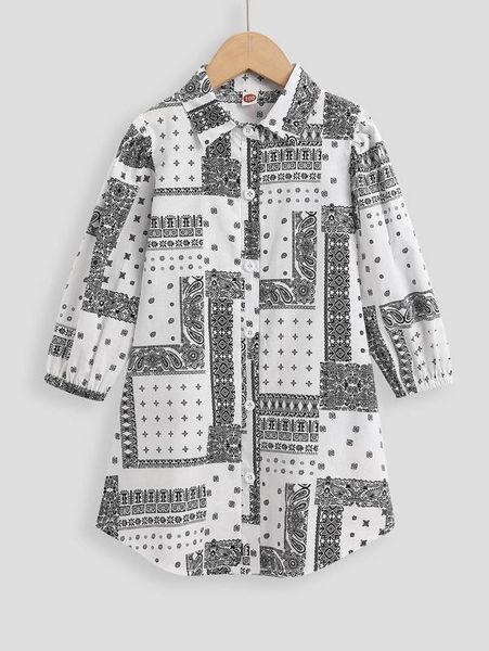 

toddler girls paisley print lantern sleeve blouse she, White;black