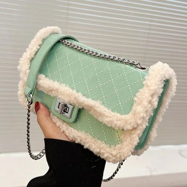 

evening bags lattice flap crossbody bag with plush edges 2022 pu leather women's designer handbag shoulder messenger