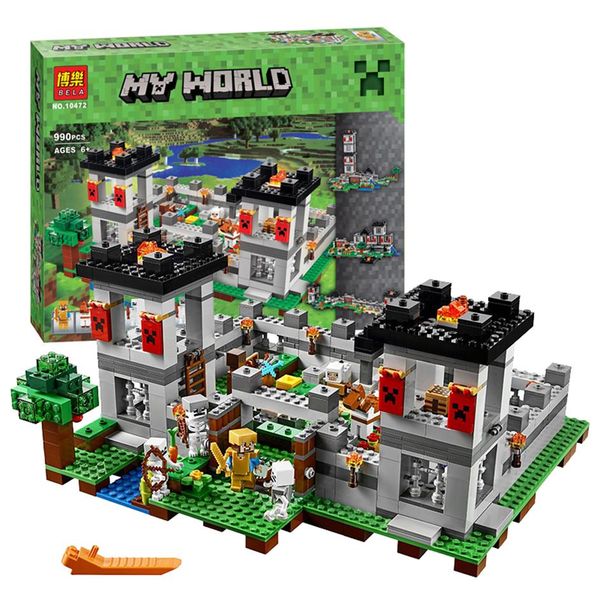 

bela 990pcs my world series model building blocks kids toys a fortress, a fort, an underground castle bricks compatible with 10470252y