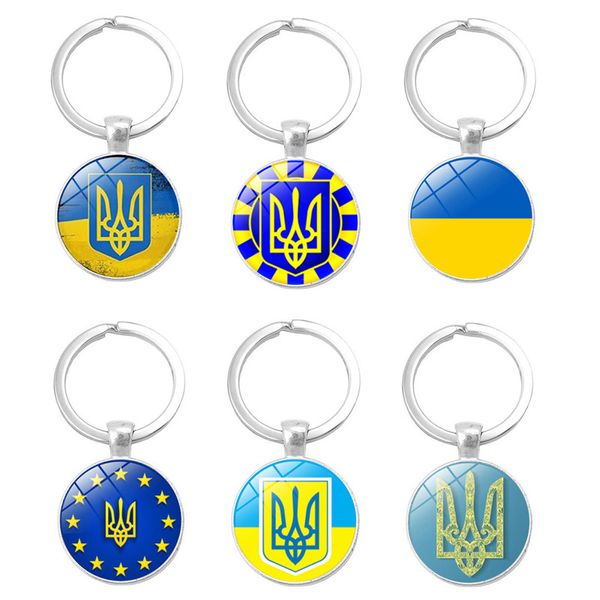 ZL0710 Ukrainian Flag Double Sided Keychain: Stand with Ukraine, Pray for Peace, National Sign and Symbol.