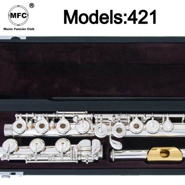 

2022 music fancier club professional flute 421 silver plated flute gold plated lip plate b leg open close holes 17 e key
