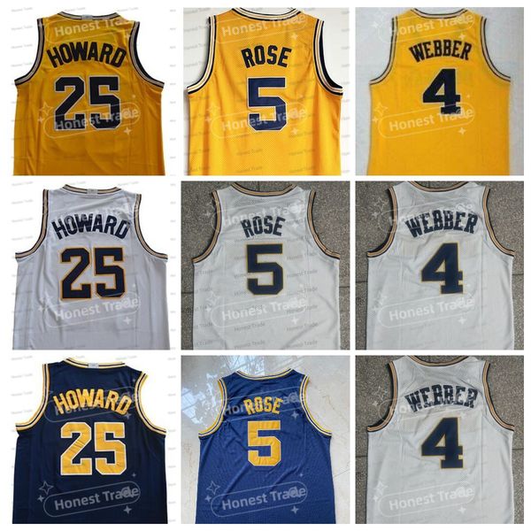 

men michigan wolverines 4 chris webber 5 jalen rose jersey 25 dwight howard university stitched college basketball jerseys white stitched je, Black