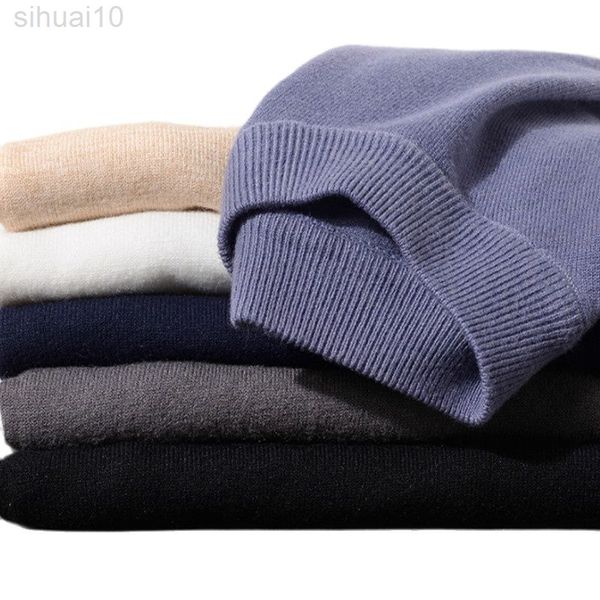 2022 nuovi uomini autunno/inverno mezzo dolcevita tinta unita maglione moda maglione girocollo stretto fondo maglione M-3XL L220801