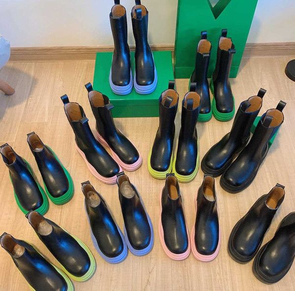 

2021 designer - fashion winter genuine leather martin boots middle and high elastic 5 colors, Black