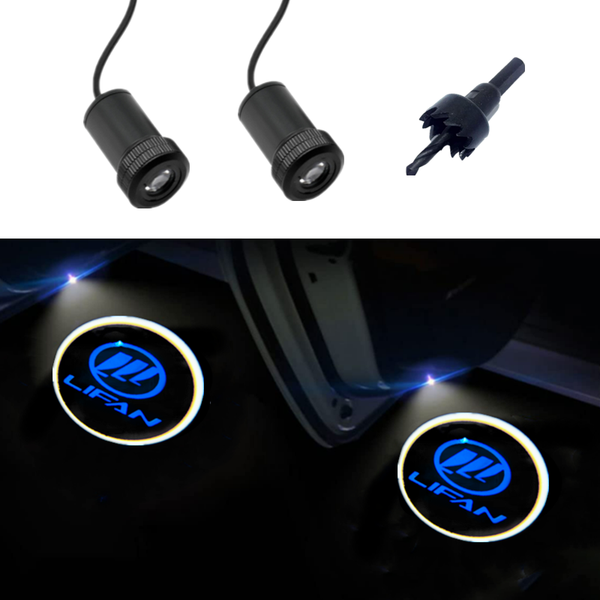 

2pcs car door logo courtesy led ghost shadow lights welcome projector light auto decorative accessories for lifan x60