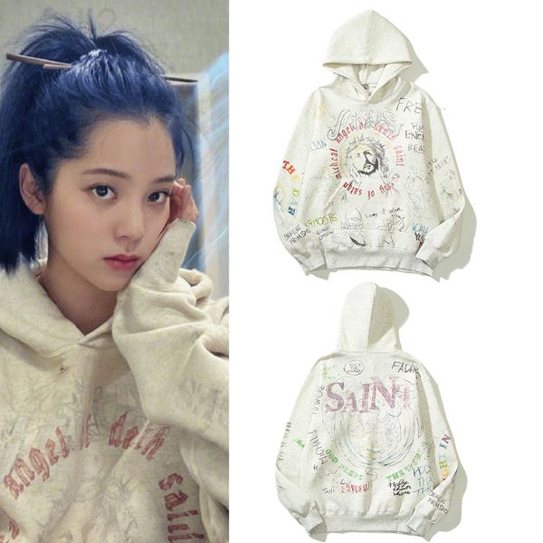 

men's hoodies & sweatshirts designer star ouyang nana's same oversize winter sweater men's and women's hooded korean plu, Black
