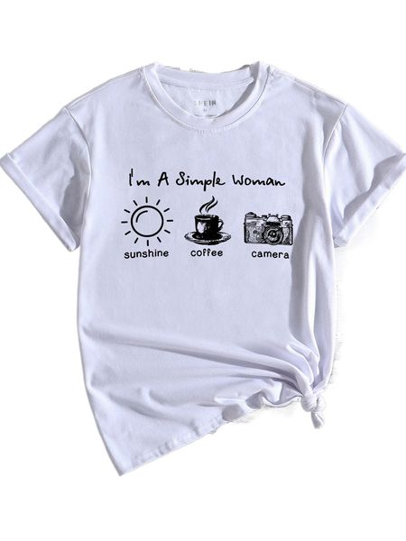 

coffee & letter graphic tee w5tq#, White