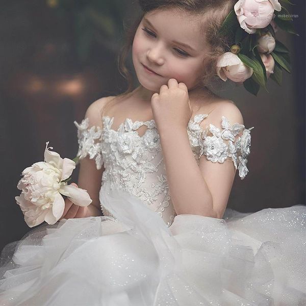 Mädchenkleider Baby Mädchen Kleinkind Erröten Rosa Ballkleid Hochzeit Blumenkleid Mädchen Jahr Party Erste Kommunikation