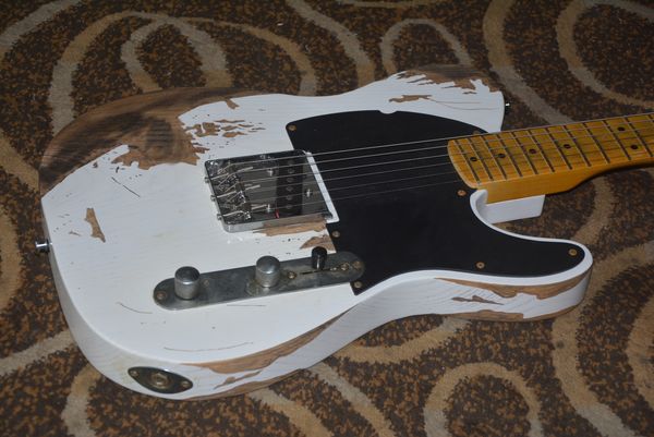 

aged matt whitetl electric guitar body ash chrome hardware