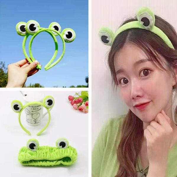 Lustiges Frosch-Make-up-Stirnband, niedliches elastisches Haarband mit breiter Krempe, trendiges Haar-Accessoire für Damen, Mädchen-Haarband, weiche Frösche-Stirnbänder