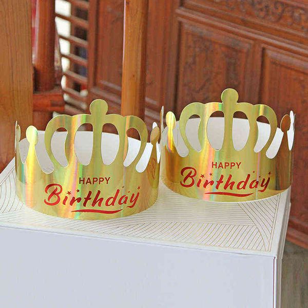 

factory outlet paper crown hat decoration products laser bright gold card bronzing cake hat zo11