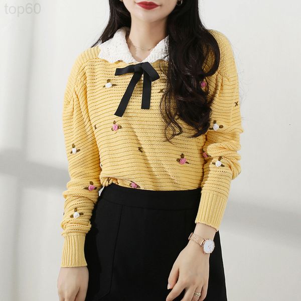

women's sweaters designer []new korean loose pullover sweet sweater female lovely doll neck knitted female yu1g, White;black