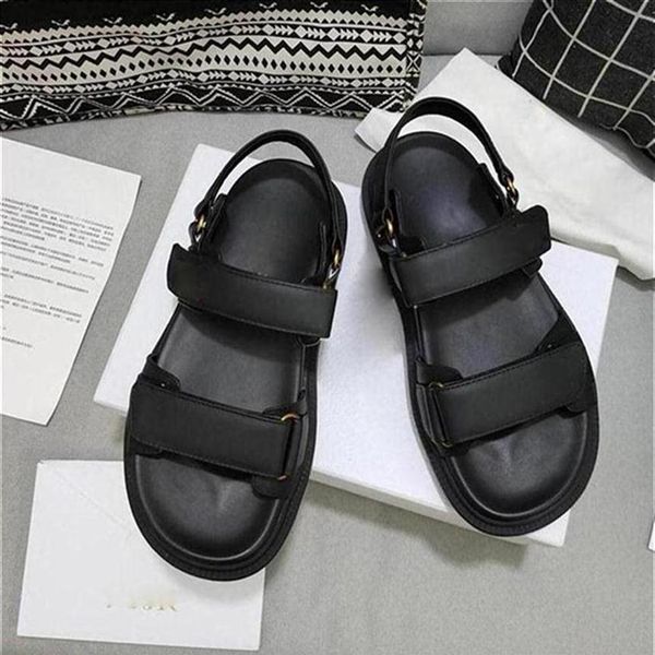 

2021 luxurious designers sandals effortlessly stylish slides 2 straps with adjusted gold buckles women summer calfskin sandal woma2048, Black