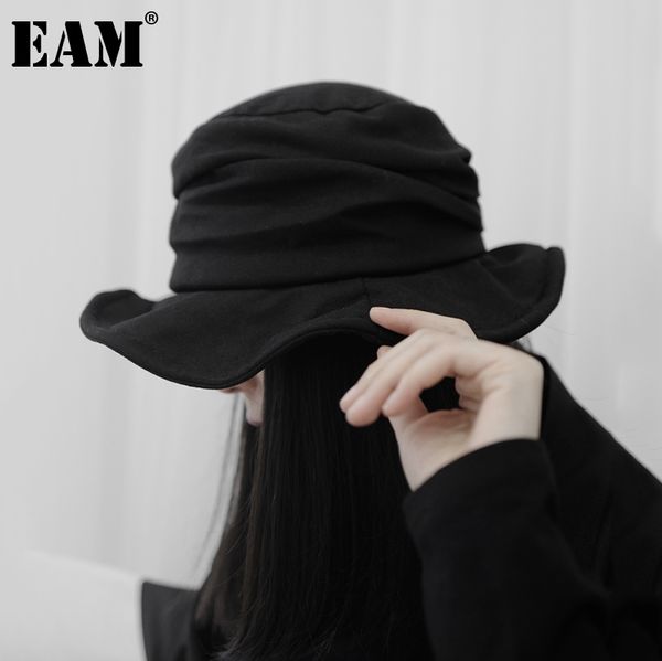 

[eam] women black pleated split temperament fishermen hat round dome temperament fashion all-match spring autumn 1db733 220325, Blue;gray