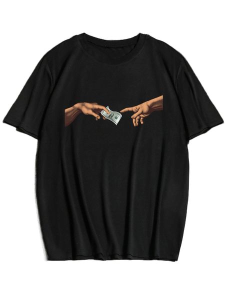 

extended sizes men dollar & gesture print tee n4rp#, White;black