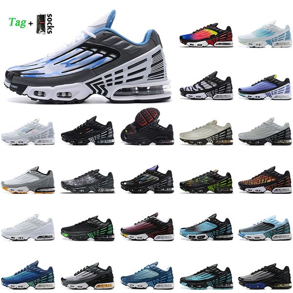 

laser blue tn3 tn plus 3 fashion women mens running shoes tuned iii tnplus rainbow trainers parachute pack white black iridescent grey navy