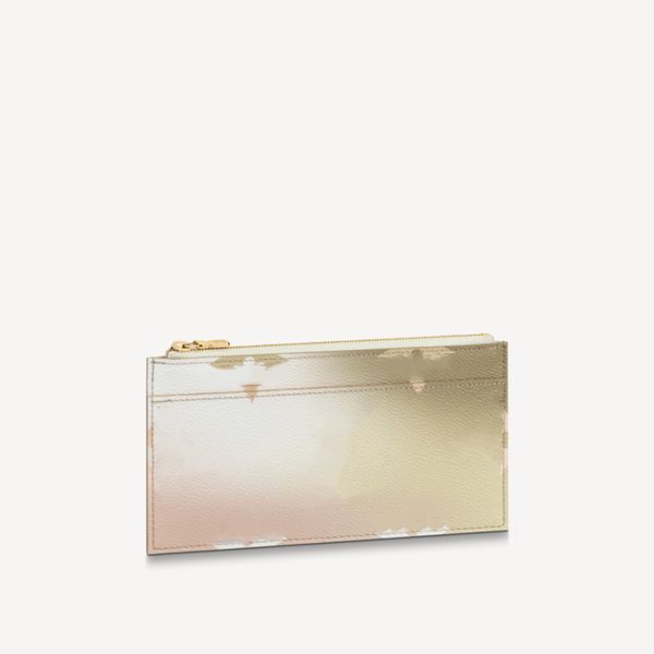 

explosion women's slim purse m81354 sunset khaki cowhide-leather lining gold-color hardware zip closure inside compartment outside flat, Red;black