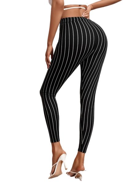

striped print skinny pants i7ju#, Black;white