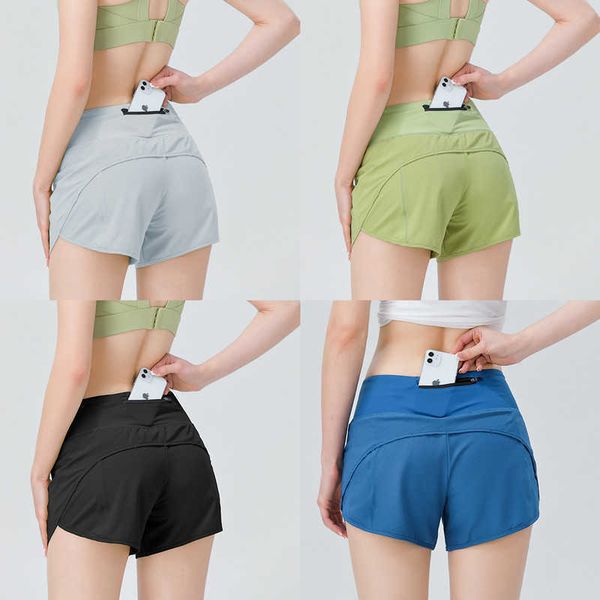 

lu-26 womens sport shorts casual fitness y yoga leggings short pants for woman girl workout gym running sportswear with zipper pocket, White;red