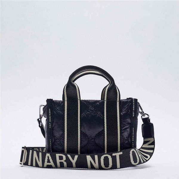 

women's nylon clutch bag, black letter geometric print quilted shoulder bag 220509