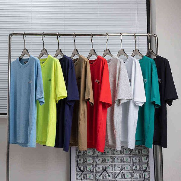 

2022 new spring paris letter b cola wave half sleeve lovers loose short t-shirt backing, White;black