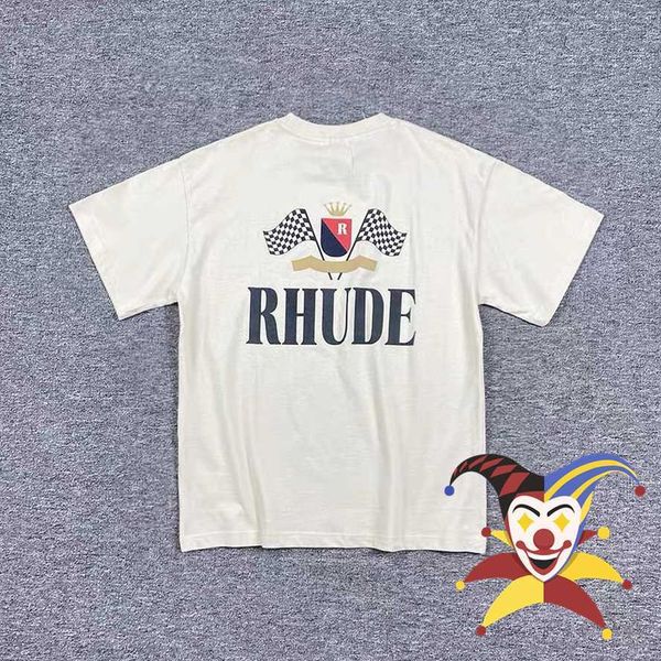 

rhude t shirt men women 1 1 t-shirt apricot track print tee, White;black